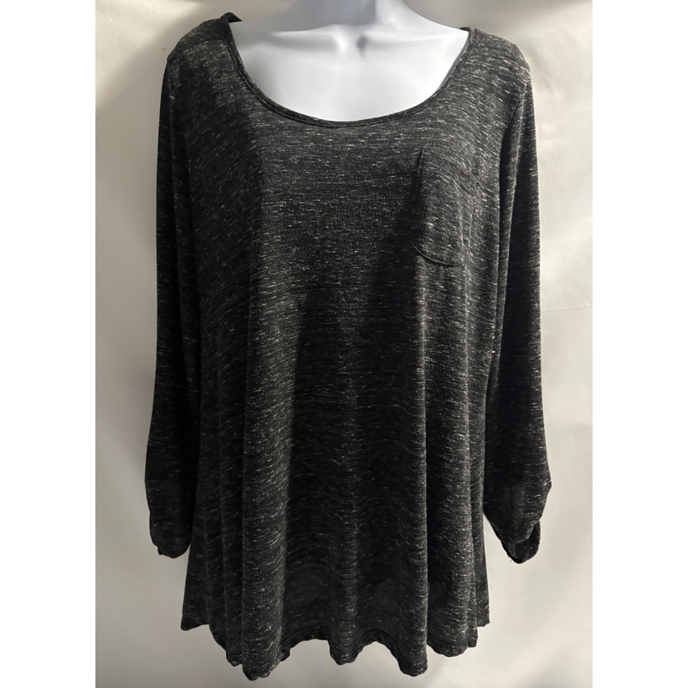 Miraclebody by Miraclesuit Space Dye Long Sleeve Shaping Tunic Top Gray Black XL